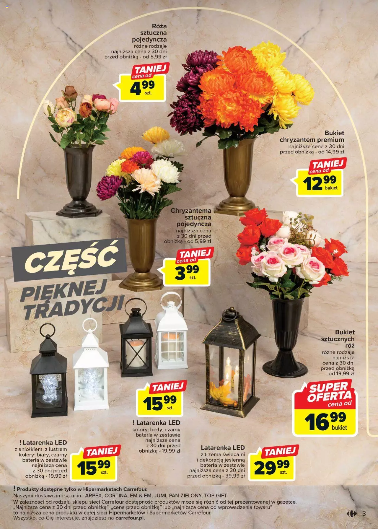 Carrefour Znicze i dekoracje Gazetka ważna od 26.09.2023 do 07.10.2023 strona 3