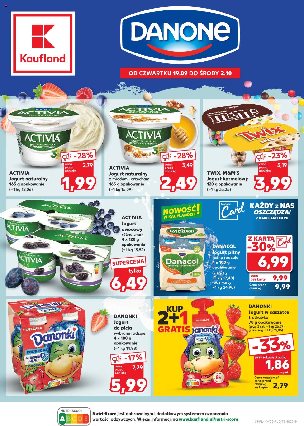 KAUFLAND Danone gazetka ważna  od 19.09.2024 do 02.10.2024 strona 1