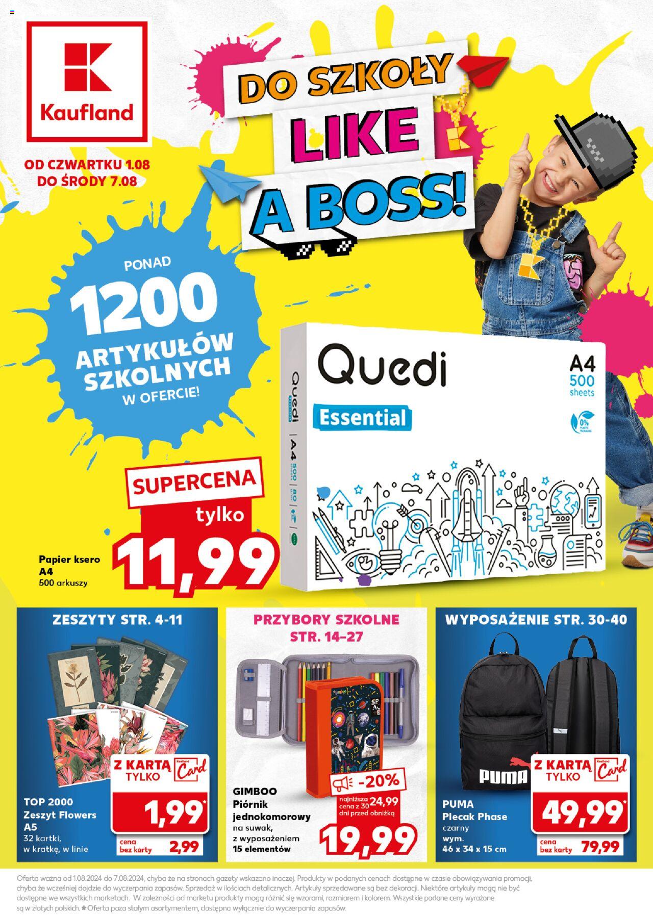 KAUFLAND gazetka Do Szkoły Like A Boss ważna od 01.08.2024 do 07.08.2024 strona 1