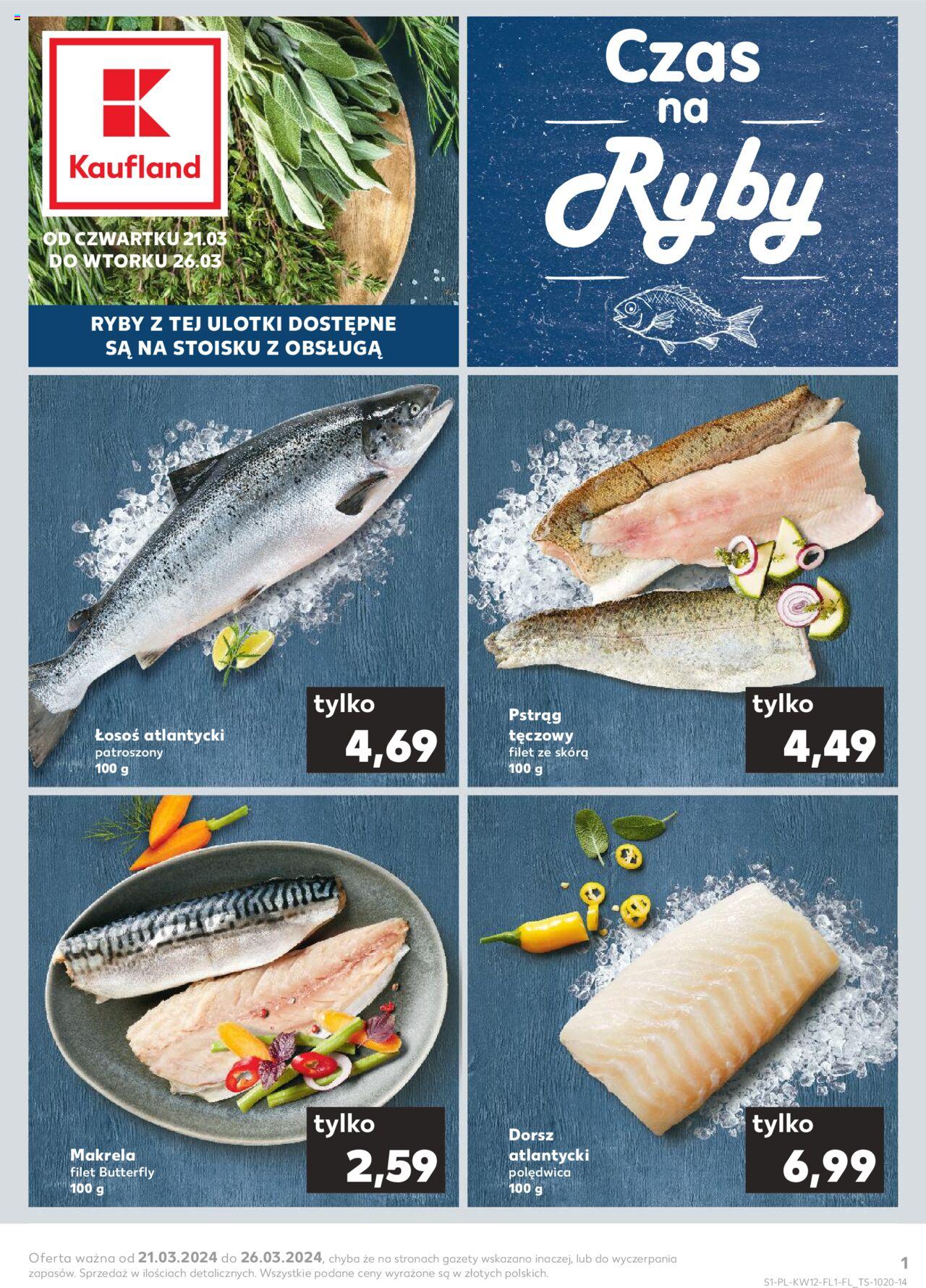 KAUFLAND gazetka Ryby ważna od 21.03.2024 do 26.03.2024 strona 1